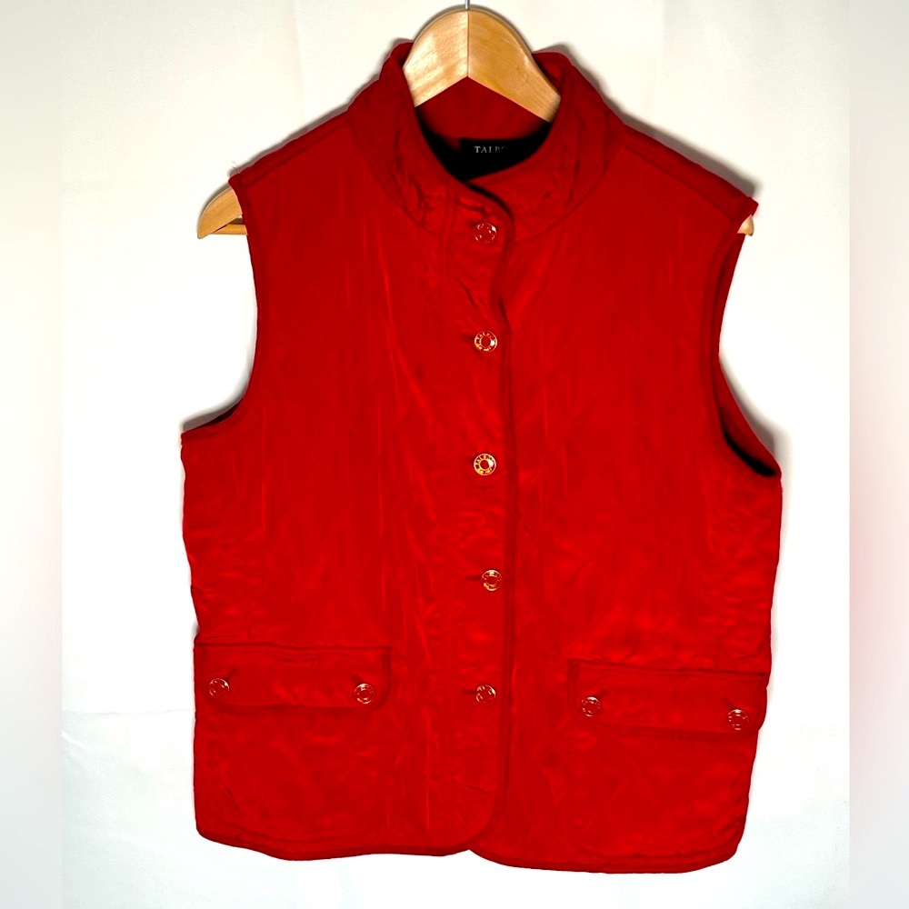 Talbots Diamond Red Quilted Vest - Large